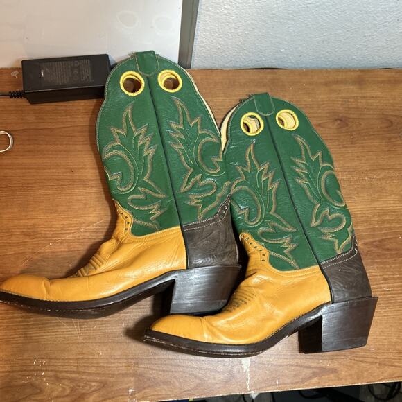 Vintage O\'Sullivan Cowhide Western Cowboy Boots Size 7.5 Brown Ortho Ease Heel main image 4